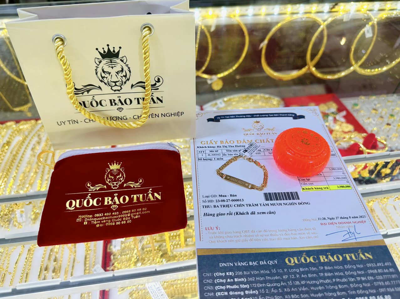 Tiệm vàng biên hoà Lắc tay KHẮC TÊN • Món quà tinh tế